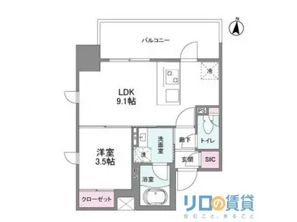 シーズンフラッツ新大阪(1LDK/4階)の間取り写真