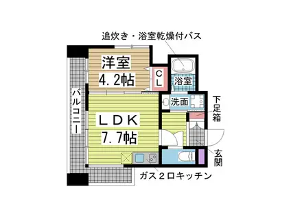 SDグランツ神戸水木通(1LDK/2階)の間取り写真