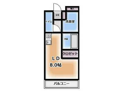 クレール・アルカンシェル(ワンルーム/2階)の間取り写真