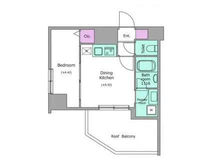 ドゥーエ蒲田南(1DK/4階)の間取り写真