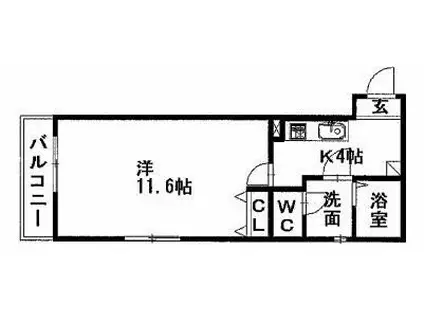 クレフラフト磐田竜洋(1K/2階)の間取り写真