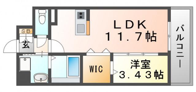 WORVE吹田江坂(1LDK/5階)の間取り写真