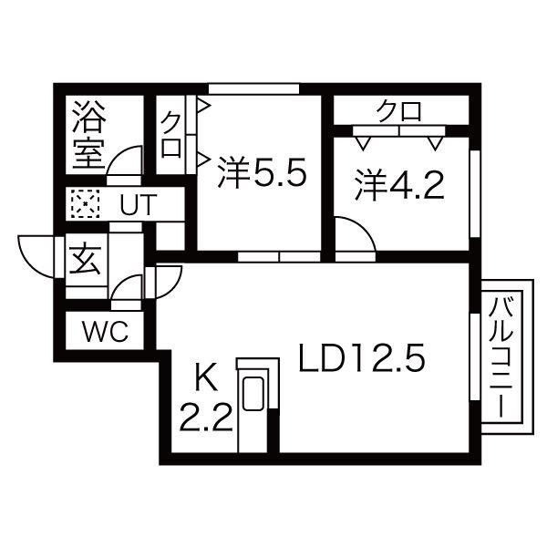 LOTUS イースト(2LDK/2階)の間取り写真