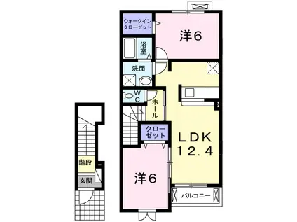 マーベラス・ガーデンC(2LDK/2階)の間取り写真