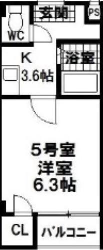 プレミアム福島(1K/9階)の間取り写真