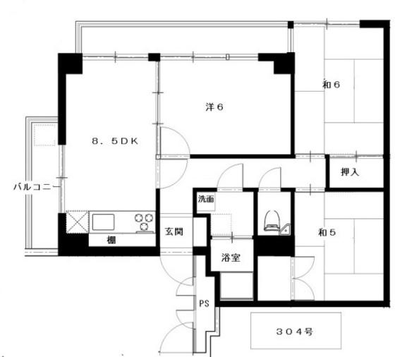 第1清水ビル(2SDK/3階)の間取り写真