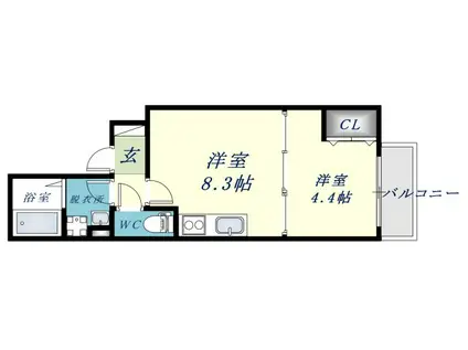 ディーポルタカルム(1LDK/3階)の間取り写真