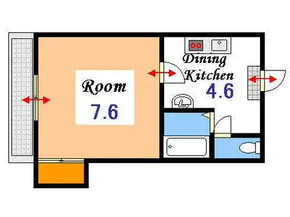 リヴェール弓之町(1DK/3階)の間取り写真