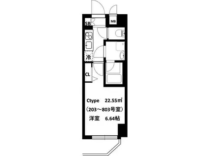 SHOKEN RESIDENCE横浜BAY SIDE(1K/3階)の間取り写真