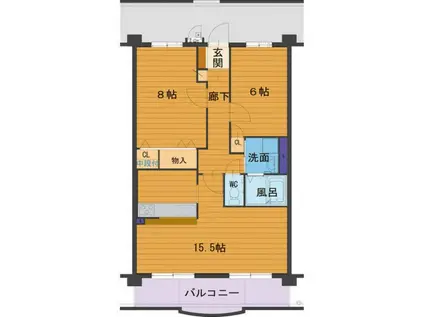 ハートフルマンション VILLA LUNA(2LDK/1階)の間取り写真