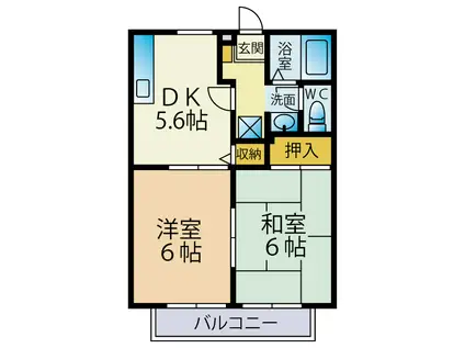 ハイライズつきみ野B(2DK/2階)の間取り写真