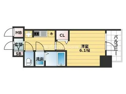 プレサンス松屋町ヴェルデス(1K/4階)の間取り写真