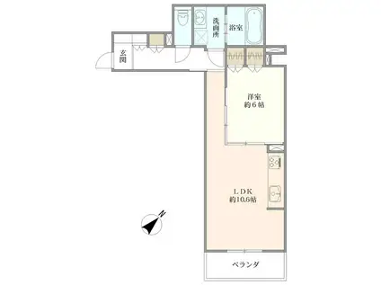 ヘーベルVILLAGE横須賀うみかぜ公園(1LDK/4階)の間取り写真