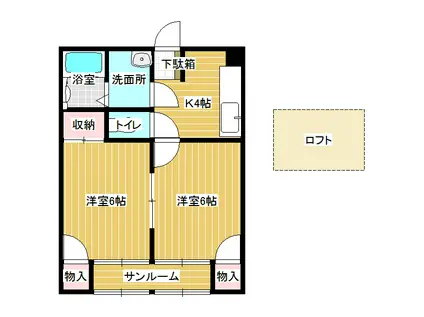 FEEL YOKOTE 1(2K/2階)の間取り写真