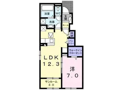 セレーノサンドウII(1LDK/1階)の間取り写真