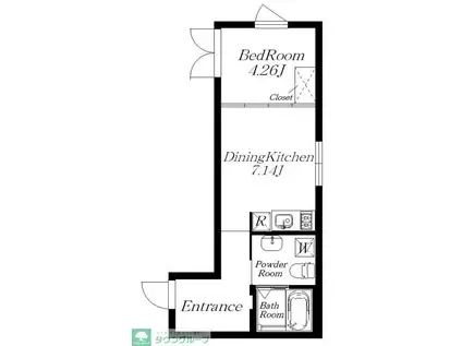 ALERO千石(1DK/4階)の間取り写真
