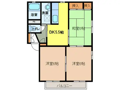 シャーメゾンK(2LDK/1階)の間取り写真