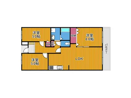 ライゼックス富田林(3LDK/1階)の間取り写真