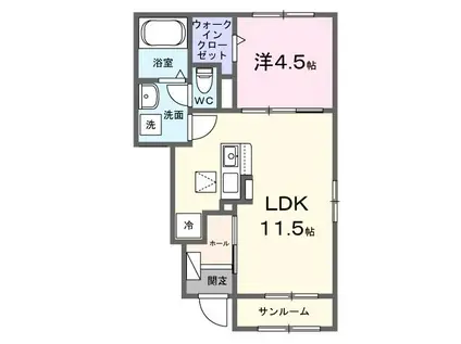 DK SELECT ラフィネIII(1LDK/1階)の間取り写真