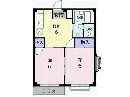 エルディム田口D(2DK/1階)の間取り写真