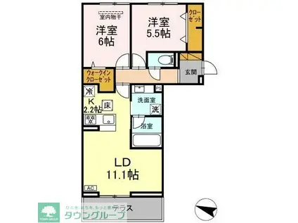 リシェスみのり台 C棟(2LDK/1階)の間取り写真