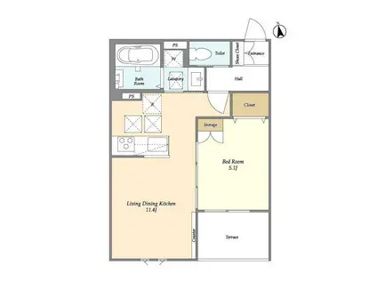 ワールドレジデンス(1LDK/1階)の間取り写真