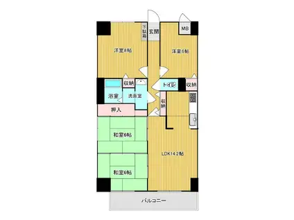サーパス宇部芝中I(4LDK/1階)の間取り写真