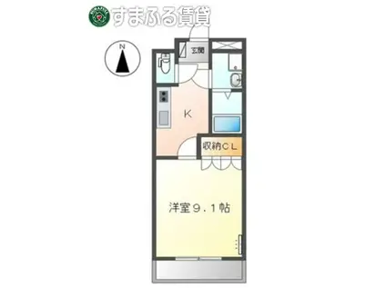 エスポア―ル南町(1K/1階)の間取り写真