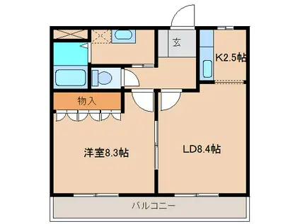 グランドソレーユ(1LDK/1階)の間取り写真