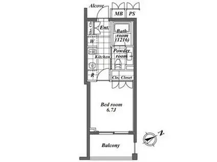 オーパスレジデンス恵比寿(ワンルーム/2階)の間取り写真