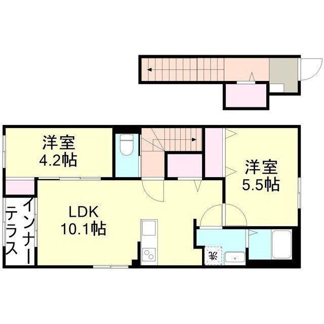 メゾン・ド・コローレ(2LDK/2階)の間取り写真
