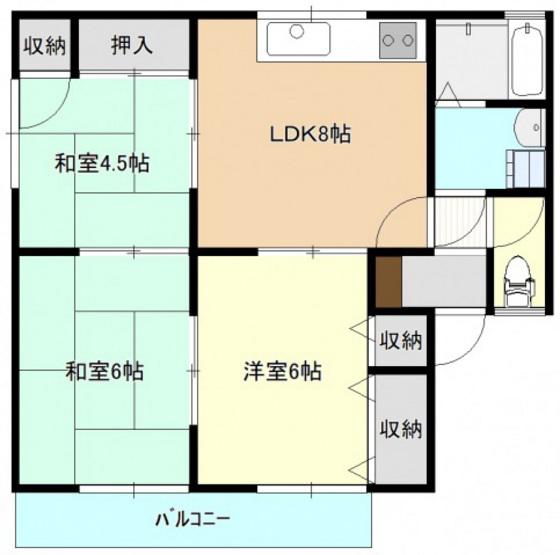 メゾン一刻I(3DK/1階)の間取り写真
