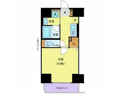 ジェノヴィア上野IIIスカイガーデン(1K/4階)の間取り写真