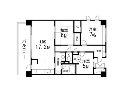仙台中山ヒルズ(3LDK/5階)の間取り写真