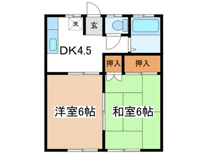 クレスト松原(2DK/2階)の間取り写真