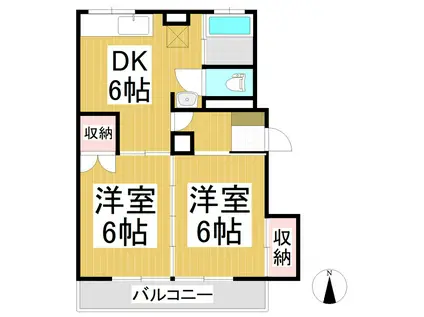 カーサ三輪(2DK/3階)の間取り写真