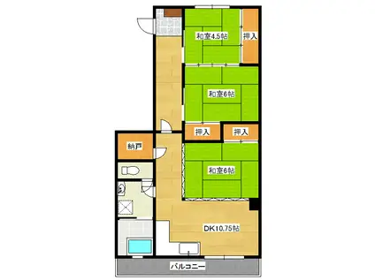 コーポ三輪(3DK/5階)の間取り写真