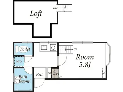 ダイナスティ松戸(1K/1階)の間取り写真