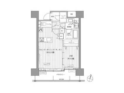 ヒューリックレジデンス千葉中央(1LDK/10階)の間取り写真