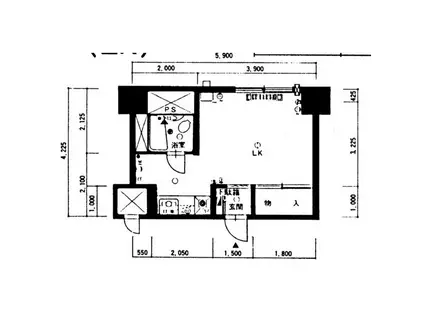 東札幌ハイツ(1K/4階)の間取り写真