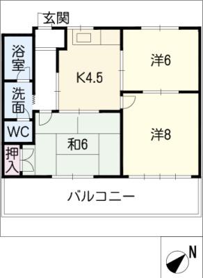 サンパレス尾崎(3K/2階)の間取り写真