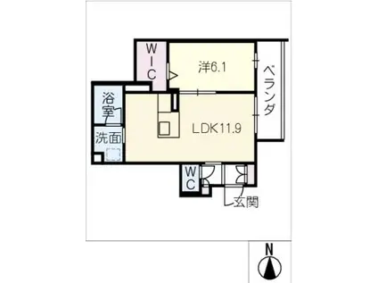 山紫水明(1LDK/4階)の間取り写真