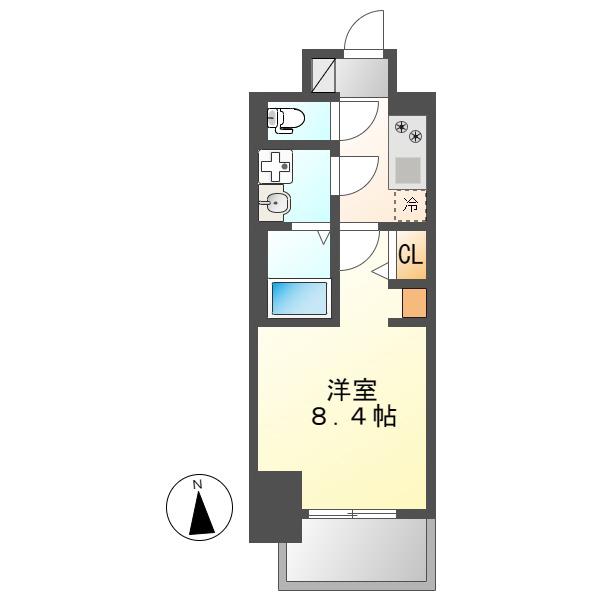 S-RESIDENCE尾頭橋BEAUTE(1K/2階)の間取り写真
