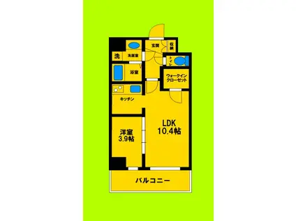 プロスパー豊中南(1LDK/5階)の間取り写真