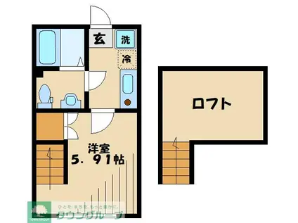 オレンジポピー(1K/2階)の間取り写真
