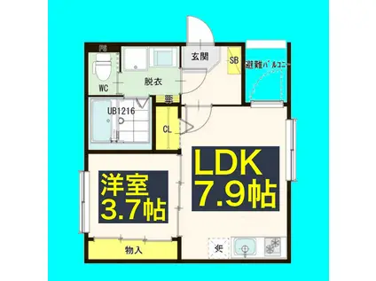 ラフテルR・Y(1LDK/1階)の間取り写真