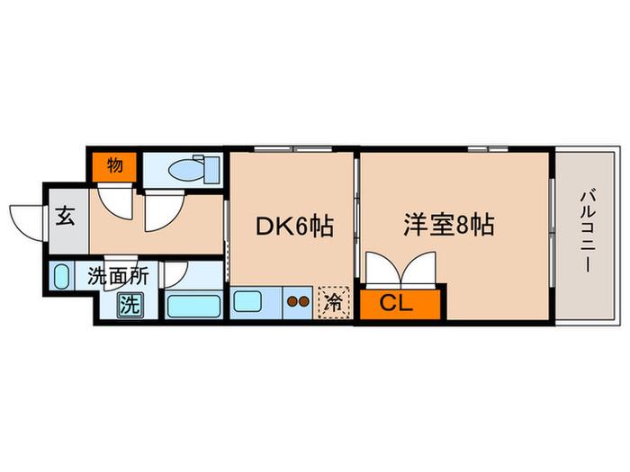ALBA烏丸御池(1DK/4階)の間取り写真