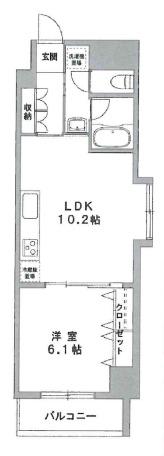 グランデュールII関内(1LDK/6階)の間取り写真