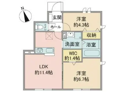 フローレンティアII(2LDK/1階)の間取り写真