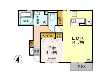アベニール(1LDK/1階)の間取り写真